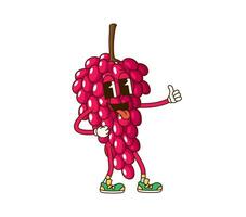 Cartoon retro groovy grape fruit funky character vector