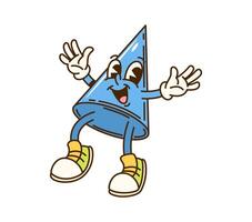 Groovy math cone geometric figure retro character vector