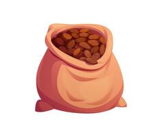 Cartoon cocoa bag with cocoa beans for chocolate vector