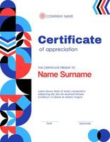 Certificate of appreciation template with pattern vector