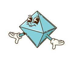 Groovy math octahedron geometric figure character. vector
