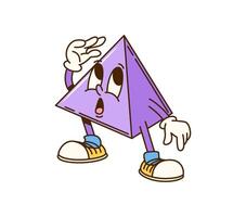 Groovy math geometric pyramid figure character vector