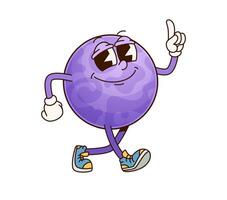 Solar system groovy planet character raised finger vector