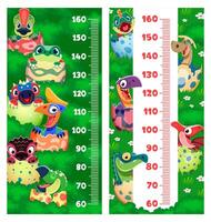 Kids height chart ruler with funny dino characters vector