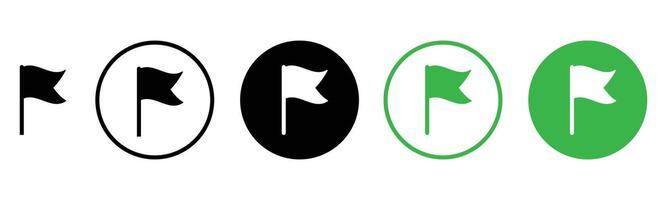 Flag icon set. Start and finish symbols. Map marks for gps point. Flags different shape, isolated. Location marker symbol. vector