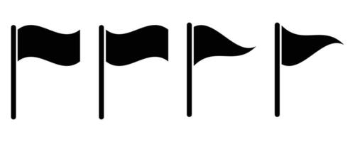 Flag icon set. Start and finish symbols. Map marks for gps point. Flags different shape, isolated. Location marker symbol. vector
