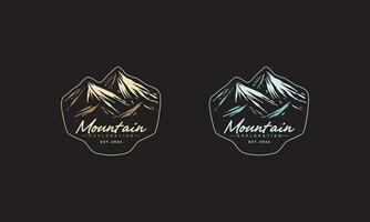 Two Mountain Exploration Logos with Hand Drawn Peaks vector