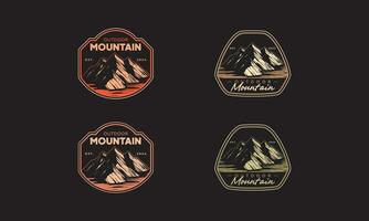 Four Vintage Mountain Logos Featuring Mountain Ranges and Text vector