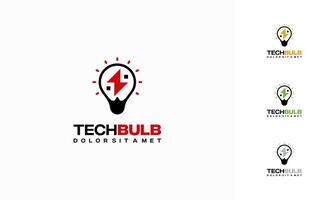 Tech Bulb logo designs concept , Bulb and Thunder logo template icon vector