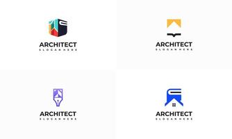 Set of Architecture Education logo designs template , Architect Logo designs concept vector