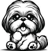 Serene Shih Tzu Outline vector