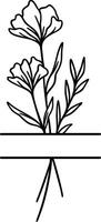 Flower Line Art Split Border vector