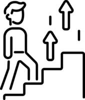A person walking on growth ladder, a line style icon vector