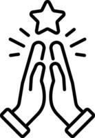 Praising icon in linear style vector