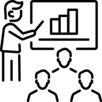 A person taking training session of employees, line icon vector