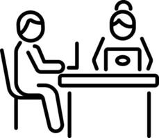 A linear icon of collaborative workplace vector