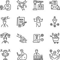 Set of Employee Evaluation Linear Style Icons vector