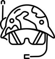 A linear icon of army helmet vector
