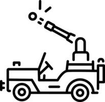 A linear icon of army jeep vector