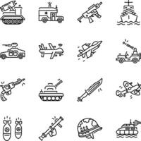 Collection of Combat Linear Style Icons vector