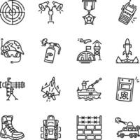 Bundle of Outline Style Military Icons vector
