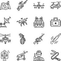 Set of Army Linear Style Icons vector