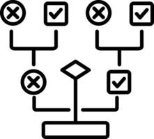 A linear icon of a decision tree, vector