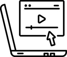 A line style icon of videography editing on a laptop vector
