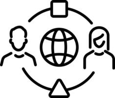 A linear icon of social networking vector