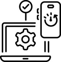 A linear icon of software testing vector