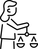A person holding a balance scale depicting work ethics, line style icon vector