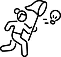 A person running to grab opportunity with net, line style icon vector