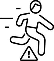 A character jumping from obstacles, a linear style icon vector