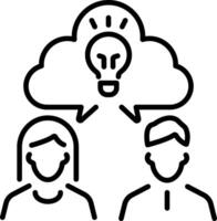 A linear icon of brainstorming vector