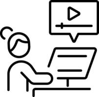 Online course icon in outline style vector