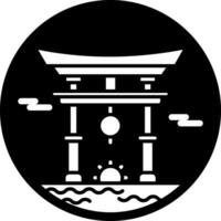 A filled style icon of torri gate vector