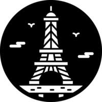 Eiffel tower icon in glyph style vector