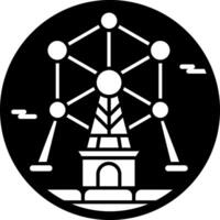 Atomium building icon in solid style vector