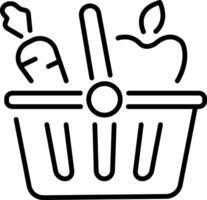 Linear icon of a shopping basket filled with healthy food vector