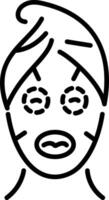 A line icon of a woman applying face mask vector