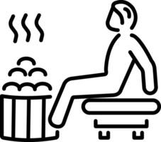 A person taking steam bath, linear style icon vector