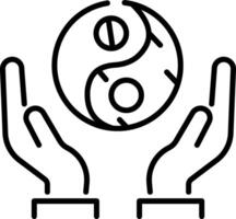 Yin yang sign icon in linear style vector