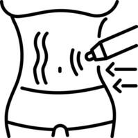 A line icon of belly stretch marks vector