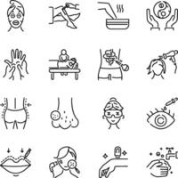 Set of Linear Style Spa Therapy Icons vector
