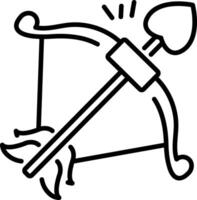 A line icon of cupid arrow with heart tip vector