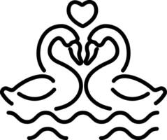 Flamingo love icon in line style vector
