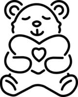 A line icon of valentine bear hugging a heart vector