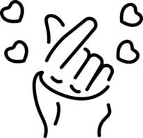 Heart gesture with fingers, line style icon vector