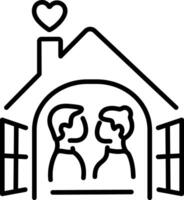 A line icon of couple home vector