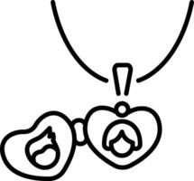 Heart locket icon in linear style vector